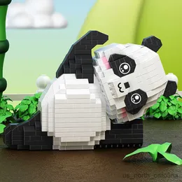 Block Micro Building Blocks Model Panda Figur DIY Assembly Games Education Toys for Kids Birthday Presents R230907