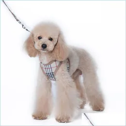Coleiras de cachorro Leashes Designer Dog Harness Leashes Set Soft Air Mesh Pet Colete Clássico Jacquard Lettering Step-In Harnesses para Pequeno D Othoj