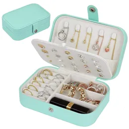 Storage Boxes Bins double layer PU Leather Portable Travel Jewelry Box Organizer Packaging Case Earring Ring Necklace Jewellery 230907