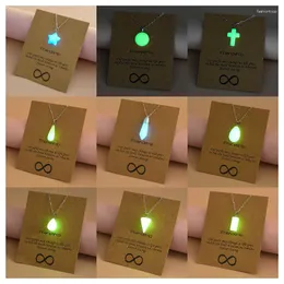 Pendant Necklaces Trendy Glowing Star Shaped Beads Necklace Water Drop Cross Luminous Chain For Women Men Party Jewelry Gift