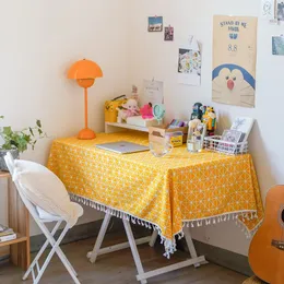 Tischdecke aus Baumwolle und Leinen, rechteckige Tischdecke für Schlafzimmer, Schreibtisch, staubdicht, kariert, mit Quastenbezug, Hochzeit, Esszimmer, Druck