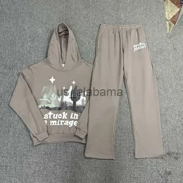 Erkeklerin izleri harajuku mektubu puf kırılmış gezegen eşofman takım elbise setleri unisex sokak kıyafeti nakış bülbeli y2k rahat ropa hombre tracksuits x0907