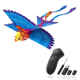 ElectricRC Animals Go Bird Remote Control Flying Toy Mini RC Helicopter DroneTech Toysスマートバイオニックフラッピングウィング鳥の子供大人230906