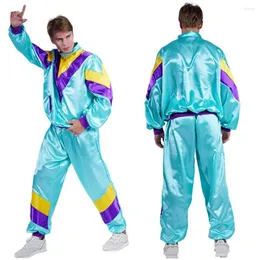 Herren Hoodies 80S 90S Retro Hip-Hop Trainingsanzug Cosplay Kostüm Erwachsene Männer Jacke Hosen Sportwear Fantasia Outfits Halloween Karneval Party