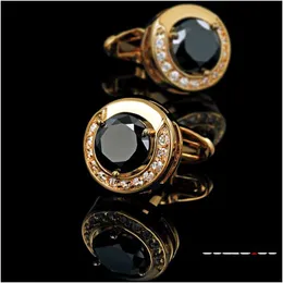 Cuff Links Kflk Jewelry Fashion Shirt Cufflinks For Mens Brand Button Goldcolor Link High Quality Black Abotoadura Guests Drop Deliver Dhzwc