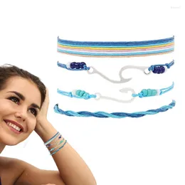 Charm Bracelets Surfer 3pcs/set Wave Adjustable Bracelet Wax-coated String Handmade Braided Rope Boho