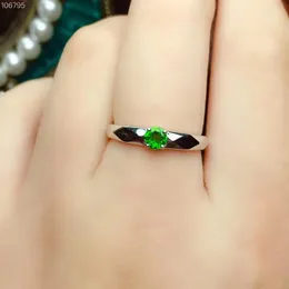 Cluster Rings Fashion Clear Green Diopside Gemstone Ring With 925 Silver