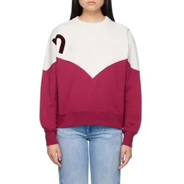 Isabels Marants Damen-Designer-Sweatshirt mit Aufdruck, Buchstaben, lockere Schulter, tiefer Rundhalsausschnitt, lange Ärmel