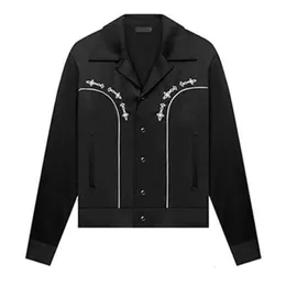 Mens Jackets Embroidered Contrast Color Mens Jacket Lapel Split Line Stitching Mens Motorcycle Jacket Contrastin Top Quality Casual Jacket 230906