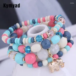 Charm armband kymyad 4 st/set bohemia harts pärlor kristallsten för kvinnor bijoux elefant charmig armband femme smycken