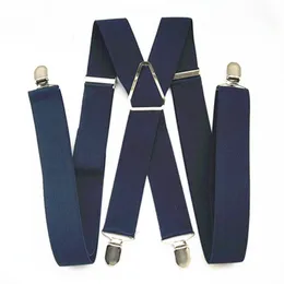 Suspenders BD054L XL XXL Size Suspenders Men Adjustable Elastic X Back Pants Women Suspender for Trousers 55 Inch Clips on NAVY BLUE 230907