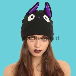 Muts/Skull Caps Cartoon Schattig Anime Kiki's Delivery Service Kat Jiji Zwarte Kat Muts Winter Warme Wolmixen Zachte Warme Gebreide Muts Hoed x0907 x0905