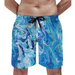 Men's Shorts Summer Board Ocean Marble Sports Fitness Modern Art Print Design Beach Short Pants Casual Quick Drying Swimming Trunks