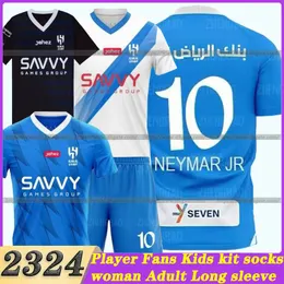 23 24 Al Hilal Saudi -fotbollströjor Neymar Jr Kids Kit 2023 2024 Fotbollsskjorta hem bort Malcom Neves Sergej Vietto Koulibaly Lghalo Kanno Top Camisetas Futbol