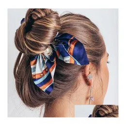 Saç Kauçuk Bantları Yeni Şifon Bowknot İpek Scrunchies Kadınlar İnci Ponytail Tutucu Kravat Halat Aksesuarları GD555 Damla Teslim Teavelry Hai Dhdwi