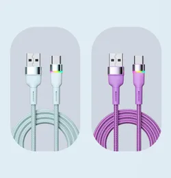 1M RGB LED Light Cable USB Type-C Charging Charging Build-in Intelligence Chip 3A كابل الشحن السريع