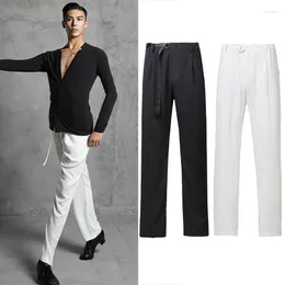 Abbigliamento da palco Pantaloni da ballo latino Uomo Nero Standard nazionale Sala da ballo Samba Tango Chacha Abiti da spettacolo di danza SL4418