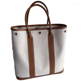 Вечерние сумки Высокое качество Холст с верхним слоем Сумки из воловьей кожи Контрастная сумка-тоут Повседневная диагональная сумка через плечо для женщин