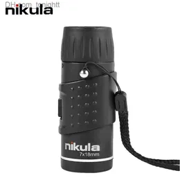 Telescopes Nikula 7X18 Pocket Monocular Mini Telescope HD Long Range Spotting Scope Lll Night Vision Spyglass Teleskop for Adults Outdoor Q230907