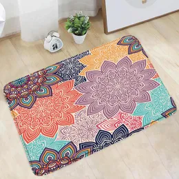 Bath Mats Bohemian Doormat Retro Flowers Bathroom Mat Color Geometric Mandala Floral Non-Slip Rug Home Decor Toilet Kitchen Doorway Carpet