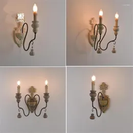 Wall Lamp American Country Wood Candlestick Lamps Bedroom Aisle Balcony Retro Sconces Lights Living Room Mediterranean Lighting