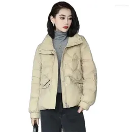 Gabardinas para mujer, abrigo de algodón 2023, chaquetas de invierno a la moda, cuello de pie, estilo ligero, abrigo cálido, Parkas femeninas