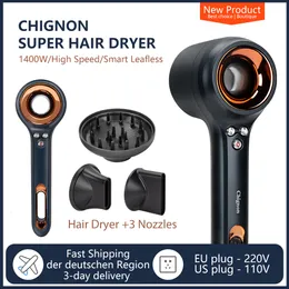 Outros itens de massagem Secador de cabelo CHIGNON 1400W de alta velocidade inteligente sem folhas Secadores iônicos domésticos de baixo ruído Tecnologia de temperatura constante 230906