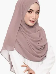 Lenços 70 * 180cm Muçulmano Chiffon Hijab Xales Cachecol Mulheres Cor Sólida Cabeça Wraps Mulheres Hijabs Lenços Senhoras Foulard Femme Véu Muçulmano 230907