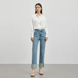 Kvinnors jeans högkvalitativa denim våren 2023 Micro Elastic Cuffed Design Fashionable Loose Casual Ben Pants