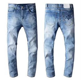 Последний список Мужские дизайнерские джинсы Модные прямые черные драпированные байкерские джинсы с тонкими штанинами Роскошные брюки Потертые брюки Высшее качество2363