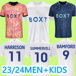 23 24 Bamford Futbol Formaları Çocuk Kiti 2023 2024 Away Ev Eğitimi Futbol Gömlek Oyuncu Sürümü Adams Cooper Aaronson Roca Summerville Harrison Kristensen