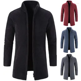 Herrtröjor kall kappa hösten/vinter stickad tröja tjock varm ull zipper cardigan casual lös jacka lutande fick tröjorcoat