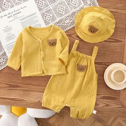 衣類セットかわいい子供服の赤ちゃんの服生まれた少女黄色の韓国幼児ロンパーズマスリンワンピース夏の秋のジャンプスーツ幼児