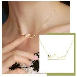 Chains Mountain Hollow Pendant Necklace Clavicle Chain Neck Women's Jewelry Stainless Steel Fashion Gold Necklaces 2023