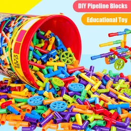 Aircraft Modle 38306pcs Educational DIY Water Pipe Building Blocks Assembling Pipeline Tunnel Plastic Toys for Children Gifts 230907