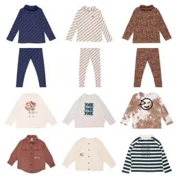 Толстовки, толстовки, осенне-зимняя домашняя одежда, костюм для мальчиков и девочек, хлопковая футболка, леггинсы с длинными рукавами, пижамный комплект, предпродажа 230906