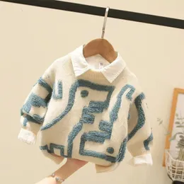 Pullover Children S Clothing Boys Sweater 2023 Autumn and Winter Mink Fur Frasnable 230906