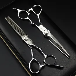 Tesoura profissional Damasco 6 '', tesoura de corte de cabelo, ferramentas de barbeiro, conjunto de tesouras de desbaste para cabeleireiro 230906