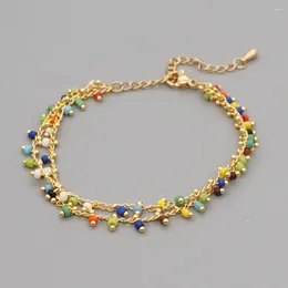 매력 팔찌 yastyt 여자를위한 다채로운 구슬 팔찌 트렌디 쥬얼리 보호 스테인레스 스틸 체인 pulsera 도매