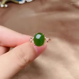 Cluster Rings Classic 925 Silver Jade Ring For Party 8mm 10mm Natural Green Gift Woman Jewelry