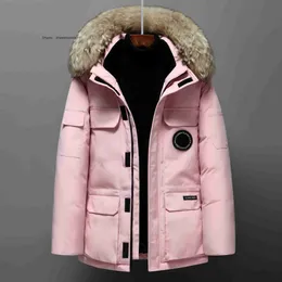 Down Jacket Women's and Men's Medium Length Winter New Canadian Style Overcame Lovers's Working Clothes Thick Goose Down Jacket Men Clothing Us Size S-4XL