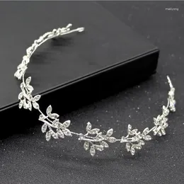 Hårklipp bladband bröllopstillbehör för kvinnor flickor huvudband ornament huvudstycke strass krona smycken