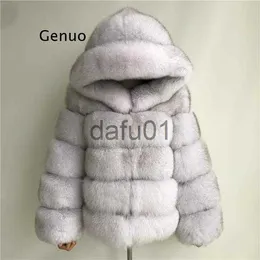 Женское пальто из искусственного меха из искусственного лисьего меха с капюшоном Зимняя куртка из искусственного меха Модная верхняя одежда из норки Плотное женское пальто Женская куртка x0907