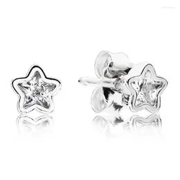 Kolczyki stadniskie Authentic 925 Sterling Silver Star Shine Fashion for Women Prezent biżuterii DIY