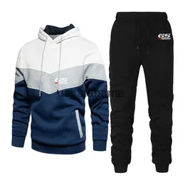 Herrspår 2023 Autumn Men Motorcykel R 650 800 1150 1200 GS Äventyr Bekväma Casual Three Color Stitching Patchwork Top+ Trousers Set X0907