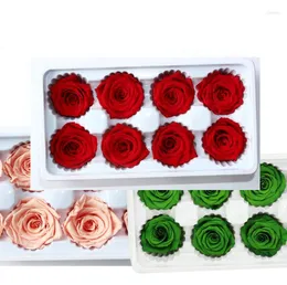 Party Favor Artificial Flowers Rose 8pcs 1set 4-5 cm Romantisk blommor Bevarad valentinsdag Evighetens gåva Mors eviga