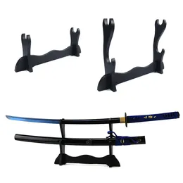 Storage Holders Racks 1/2 Tier Large Wooden Sword Stand Display Holder Samurai Sword Katana Wakizashi Tanto Knife Magic Wand Support Bracket Rack 230906