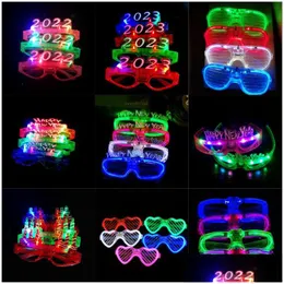 Andere festliche Partyzubehör-LED-Brillen, die im Dunkeln leuchten, Halloween, Weihnachten, Karneval, Geburtstags-Requisiten, Zubehör, neonblinkendes Drop Del Dhppa