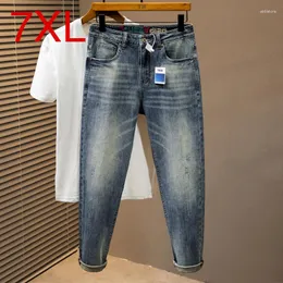 Мужские джинсы 7XL в корейском стиле, модная уличная одежда, мешковатые ретро брюки в стиле хип-хоп, джинсовые брюки, большие размеры, классическое качество Je