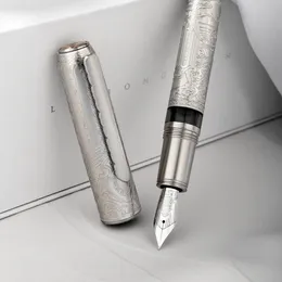 نافورة أقلام هونغديان 100 EF/F/M/Long Knife Nib Piston Fountain Pen جميلة نقش معدن كبير القلم القلم 230906